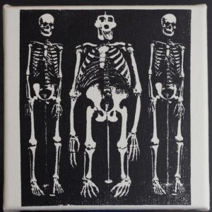 Three Skeletons – Handprinted Textile Picture