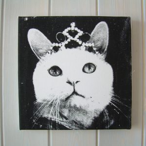 Molly with Tiara – Black & White Textile Print Picture